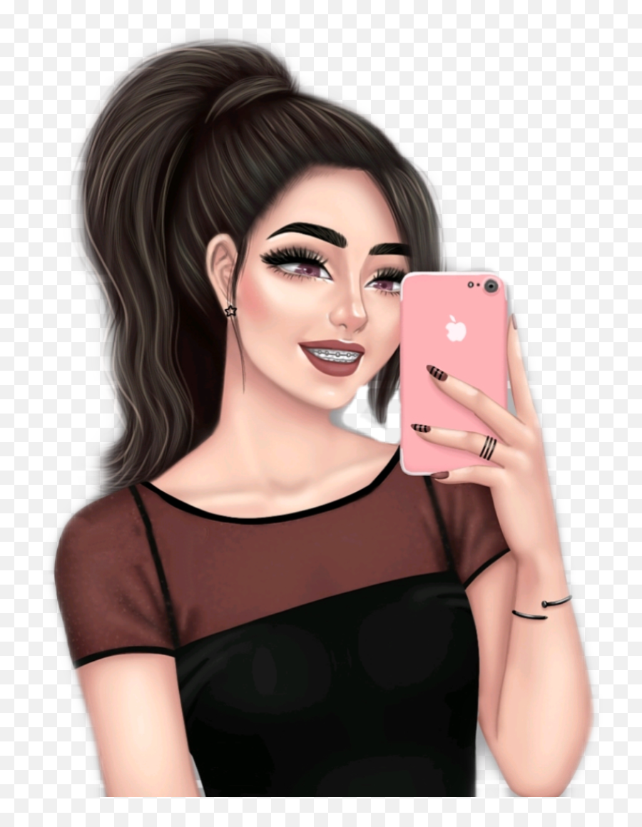 Girl Frau Mädchen Woman Apple In 2020 Girly Drawings Cute - Tik Tok Girl Drawing Emoji,Harley Quinn Emoji