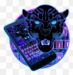 Neon Black Tech Leopard Keyboard Theme - Emoji