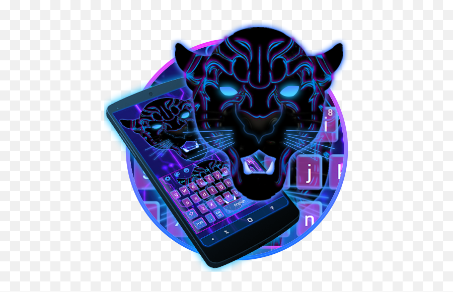 Neon Black Tech Leopard Keyboard Theme - Leopard Tech Emoji,Neon Emoji Keyboard