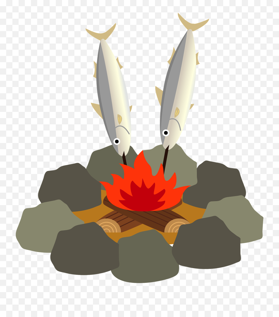 Bonfire Grilled Fish Clipart - Illustration Emoji,Is There A Campfire Emoji