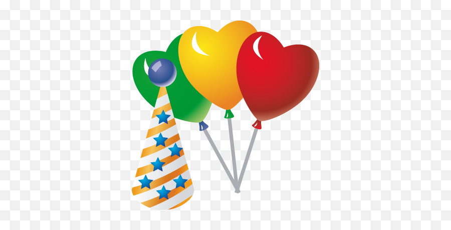Kids Party Balloons Wall Decal - Birthday Balloons Emoji,Birthday Hat Emoji