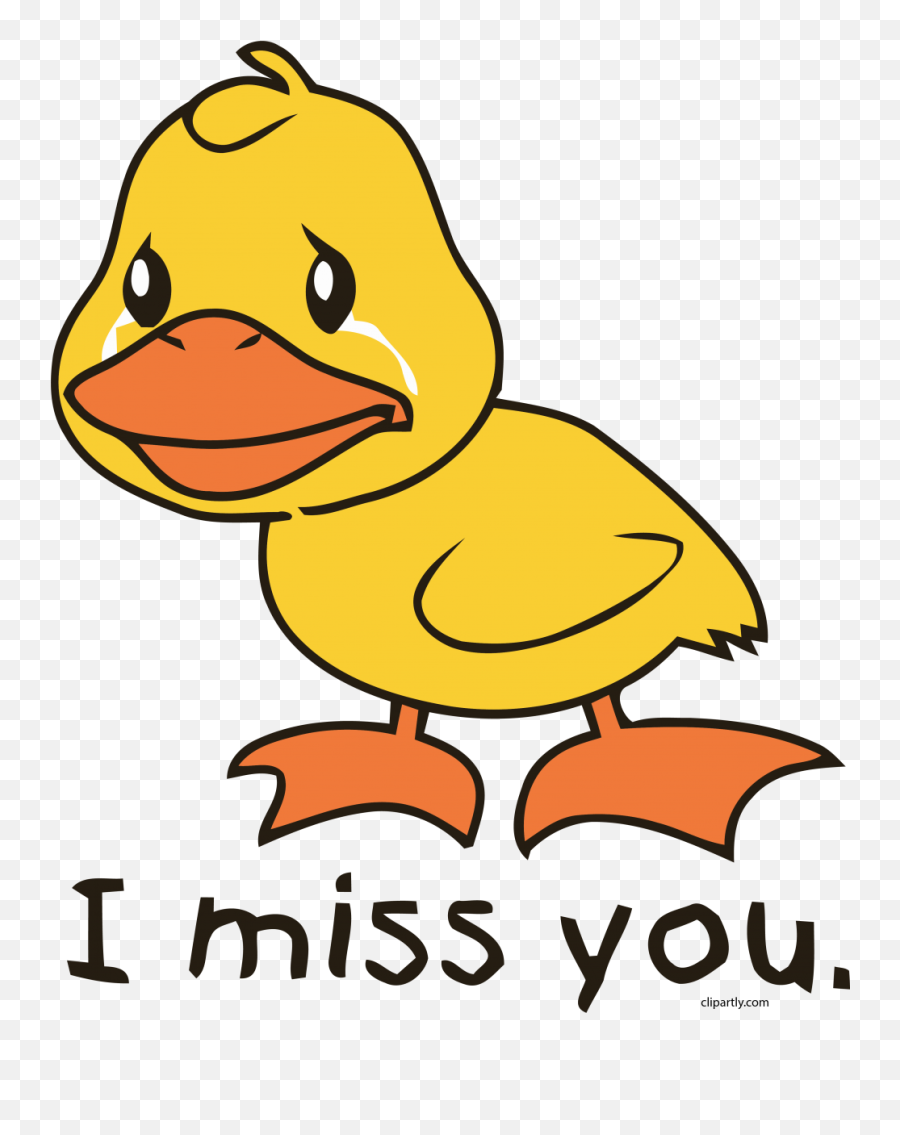 Yellow Duckling Duck Card Clipart Png - Miss You Cartoon Duck Emoji,Duck Emoticon
