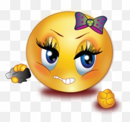 Angry Girl Holding Rock Emoji