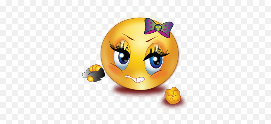 Angry Girl Holding Rock Emoji,Angry Emoji Text
