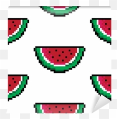 Repeating Background Of A Pixel Art - Tranche Pastèque Pixel Emoji,Watermelon Emoticon