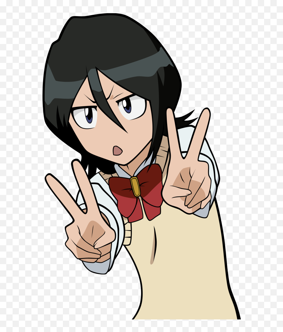 Bleach Rukiakuchiki Rukia Sticker - Anime Peace Sign Png Emoji,Bleach Emoji