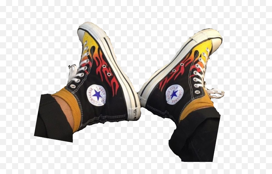 Converse Flammes Fire Black Socks - Bridal Shoe Emoji,Black Emoji Socks