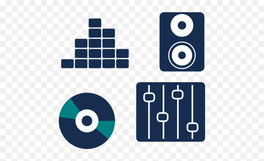 Vector Image Of Set Of Blue Music Icons - Ecualizador Vector Png Emoji,Check Emoticon
