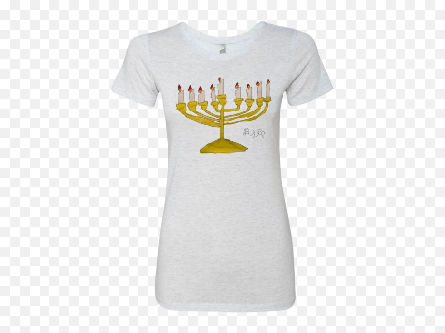 Josieu0027s Menorah T - Shirt Ladiesu0027 Cut Hanukkah Emoji,Pitchfork Emoticon