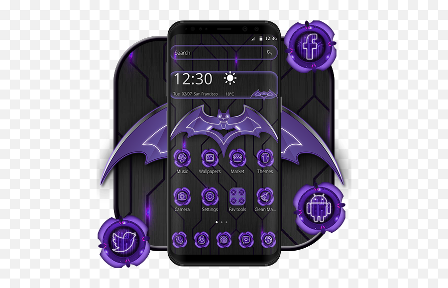 Neon Dark Purple Bat Theme U2013 Aplikácie V Službe Google Play - Smartphone Emoji,Batman Emoji For Android