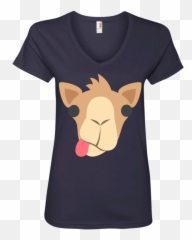 Funny Camel Face Emoji Ladies V - Cute Snoopy Tshirts For Women