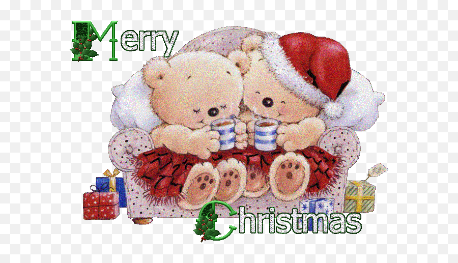 Santa Teddy Bears - Merry Christmas Cute Greetings Gif Emoji,Happy New Year 2017 Emoji