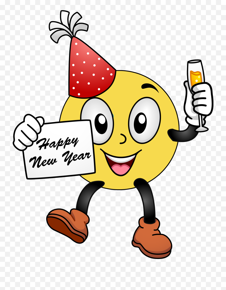 Download Happy New Year Smiley Face Clip Art Clipart Free - New Year Clip Art Emoji,New Emojis 2018