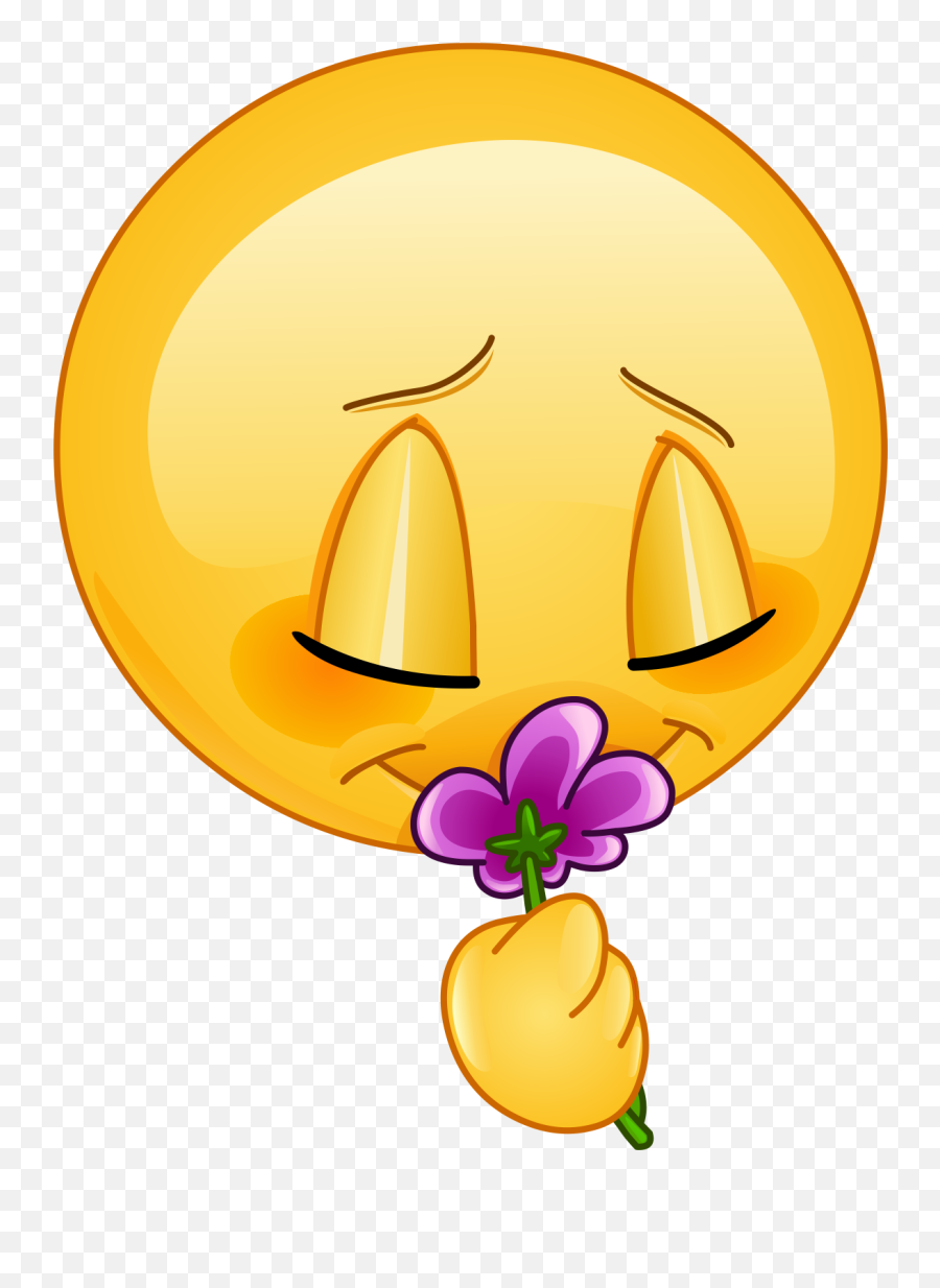 Flower Smelling Emoji Decal - Flower Emojis,Emoji With Flower