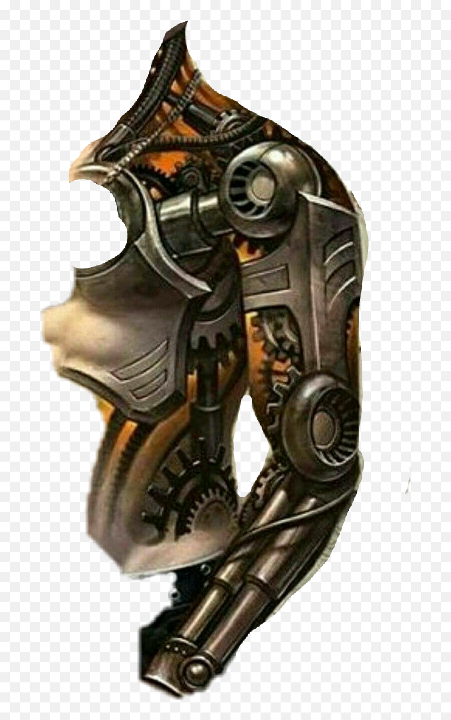 Robot Android Steampunk Roboticarm - Arm Chest Tattoo Design Emoji,Android Gun Emoji