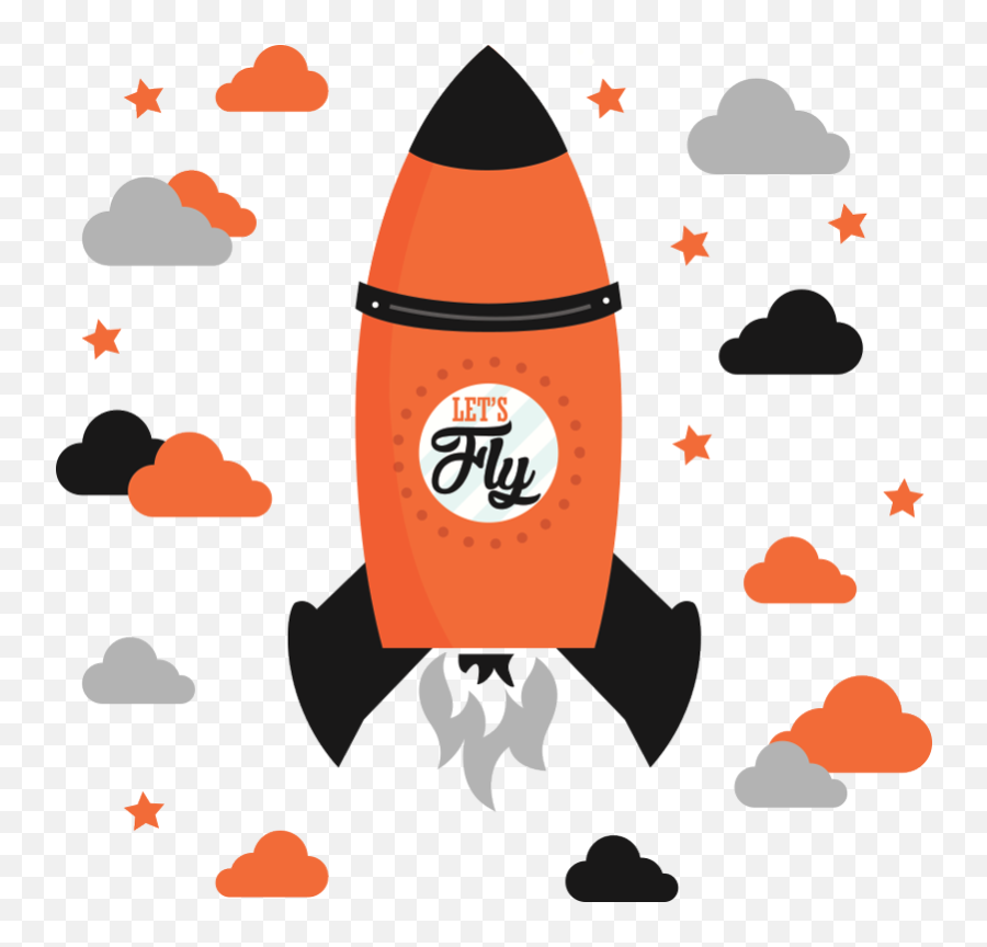 Lets Fly Rocket Wall Sticker - Foguetão De De Crianças Emoji,Rocket Ship Emoji