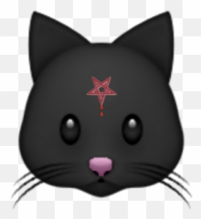 Cute Kitty Emoji Aesthetic Grunge Edgy Trippy Rot - Black Cat