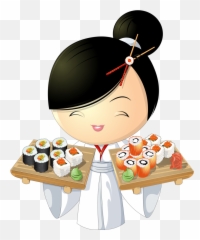Japanese Clipart Sushi Chef - Girl Cartoon Emoji