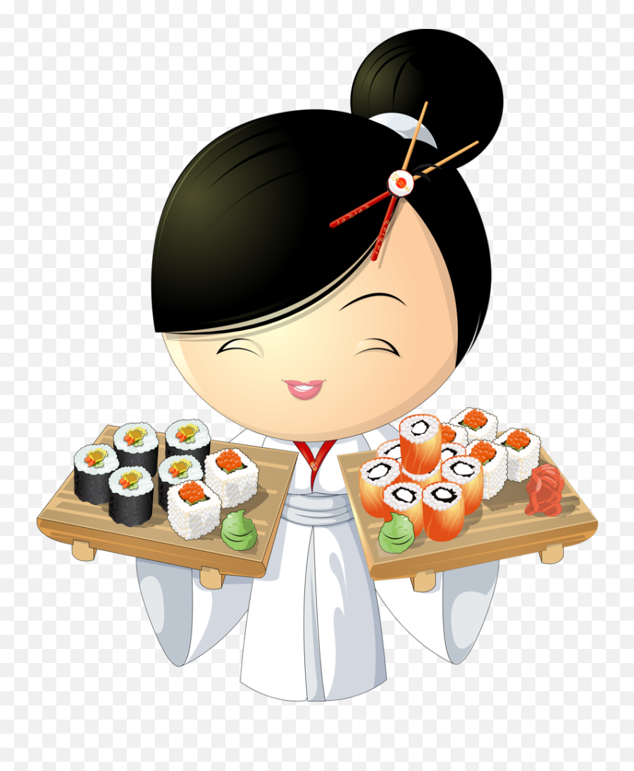 Japanese Clipart Sushi Chef Japanese - Sushi Girl Cartoon Emoji,Chef Emoticon