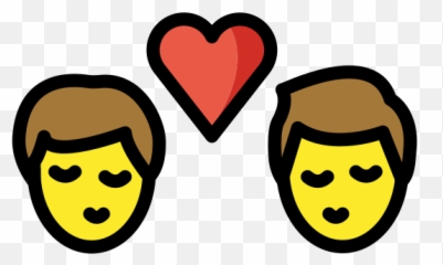 Two Men Kissing - Clip Art Emoji,Two Heart Emoji