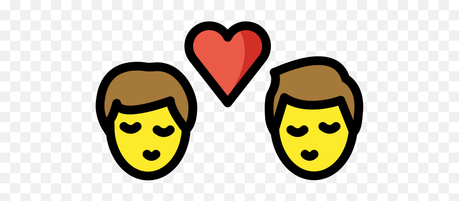Two Men Kissing - Clip Art Emoji,Two Heart Emoji