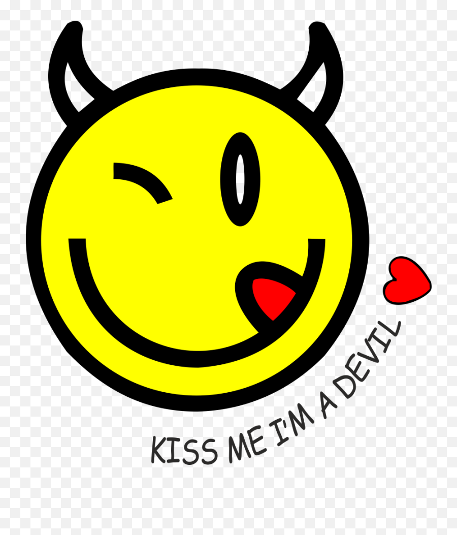 Kiss Me I U0027m A Devil - Showroom Smiley Emoji,Devil Emoticon Text