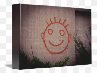 Graffiti painting of red happy smiley face by Maor Winetrob - Smiley Emoji