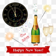 Happy New Year Clock Midnight - Pixiz 2020 Love Emoji