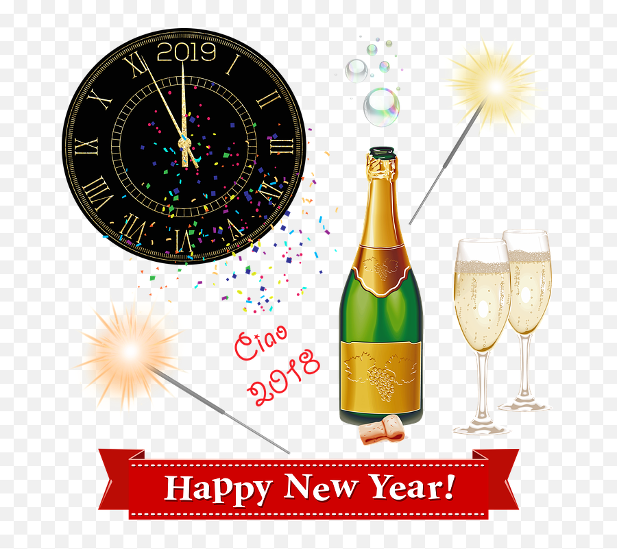 Happy New Year Clock Midnight - Pixiz Happy New Year 2020 Love Emoji,New Year Emotions