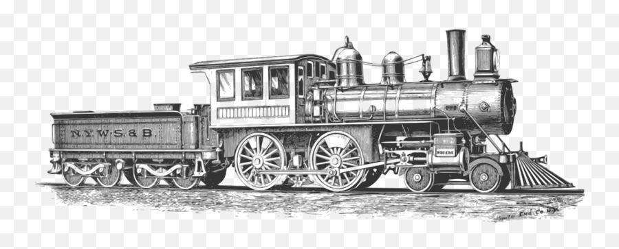 Monochrome Railroad Steam Locomotive - Old Train Transparent Background Emoji,Emoji Blowing Kisses