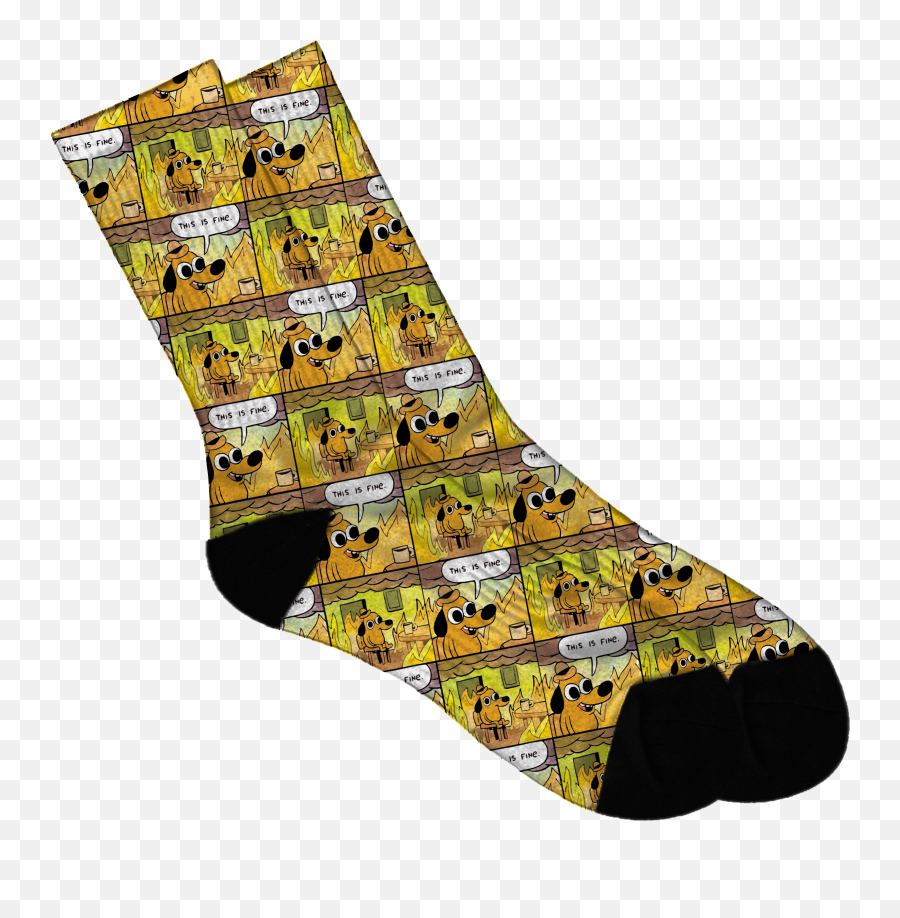 This Is Fine Patterned Socks - Sock Emoji,Emoticon Socks
