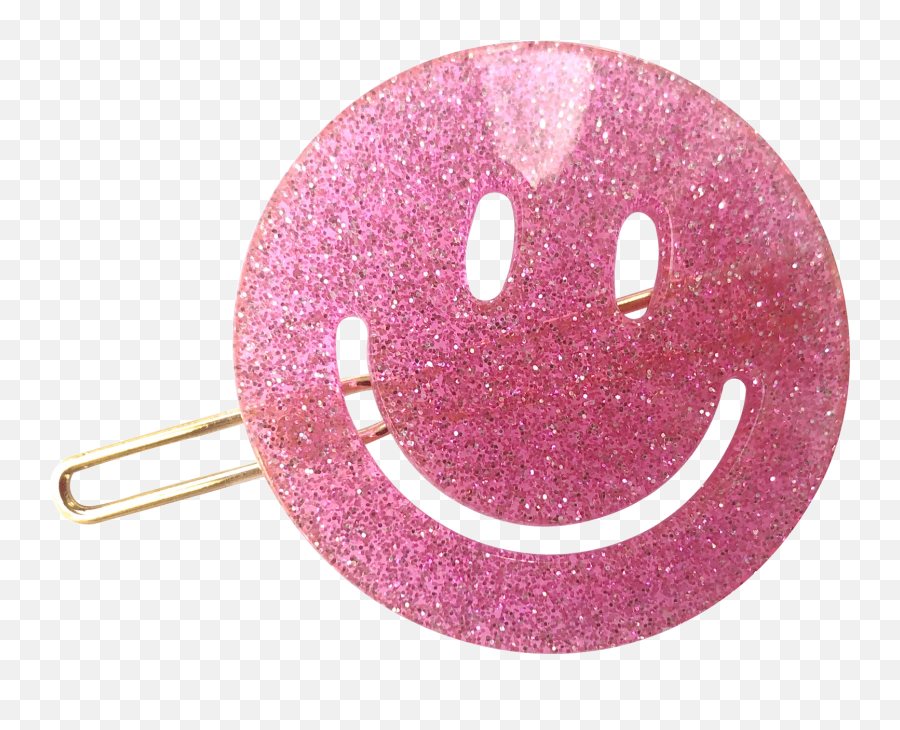 Haarspange Smiley Pink Glitter - Smiley Emoji,Glitter Emoticon