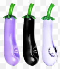 Glass Eggplant Hand Pipe - Emoji