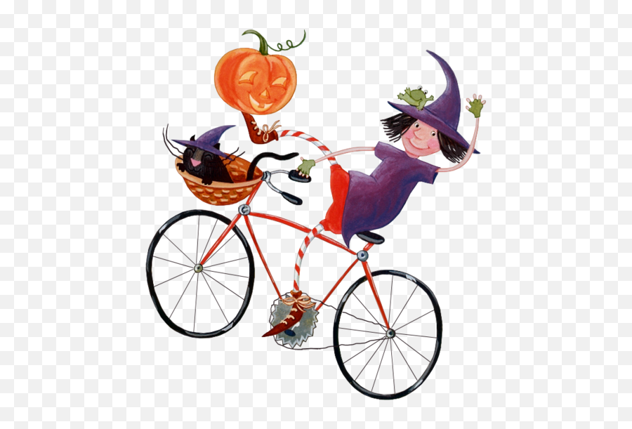 Halloween Message Boszorkxe1ny Orkut - The Witch Riding A Witch On A Bike Clipart Emoji,Bike And Flag Emoji