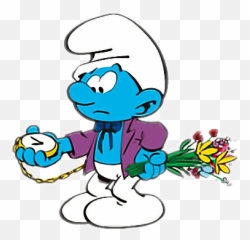 Cartoonflowersclocksmurfssmurfstickerem - Clip Art Emoji,Smurf Emoji
