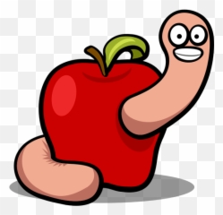 Wektor Rysunek Adny Robak W Jabko - Apple Worm Emoji,Worm Emoji