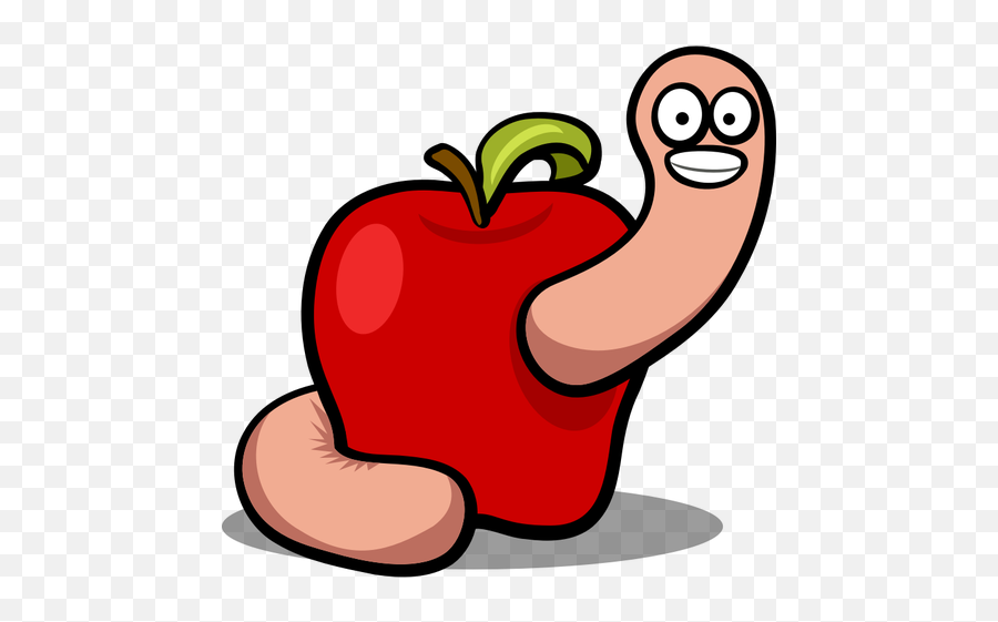 Wektor Rysunek Adny Robak W Jabko - Apple Worm Emoji,Worm Emoji