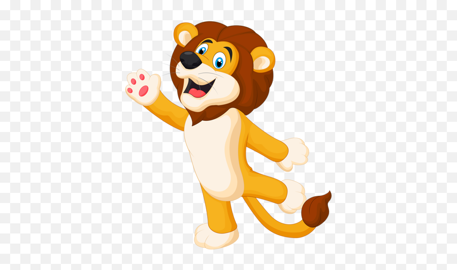 Emoticon Smileys Clip Art Animals - Cartoon Lion Waving Emoji,Arms Up Emoticon