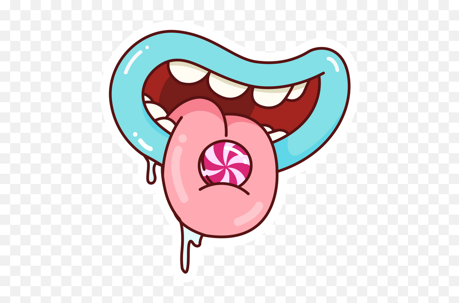 Funny Mouth With Candy Sticker - Sticker Mania Happy Emoji,Gun In Mouth Emoji