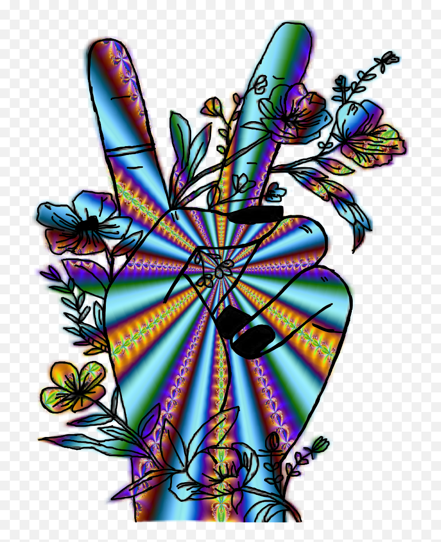 Psychedelic Png - Peace Hippie Trippy Psychedelic Hand Trippy Hippie Psychedelic Art Emoji,Shaka Sign Emoji