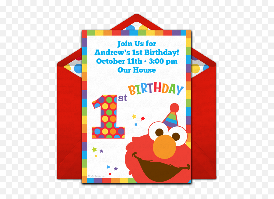 Elmo Birthday Png - Elmou0027s 1st Birthday Online Invitation Elmo 1st Birthday Invitation Emoji,Elmo Emoji