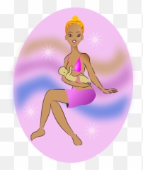 Vector Drawing Of Woman With A Baby - Mothers Milk Vector Emoji,Breast Cancer Ribbon Emoji