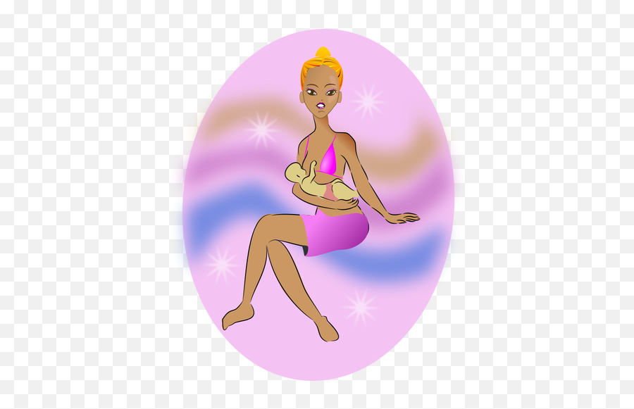 Vector Drawing Of Woman With A Baby - Mothers Milk Vector Emoji,Breast Cancer Ribbon Emoji