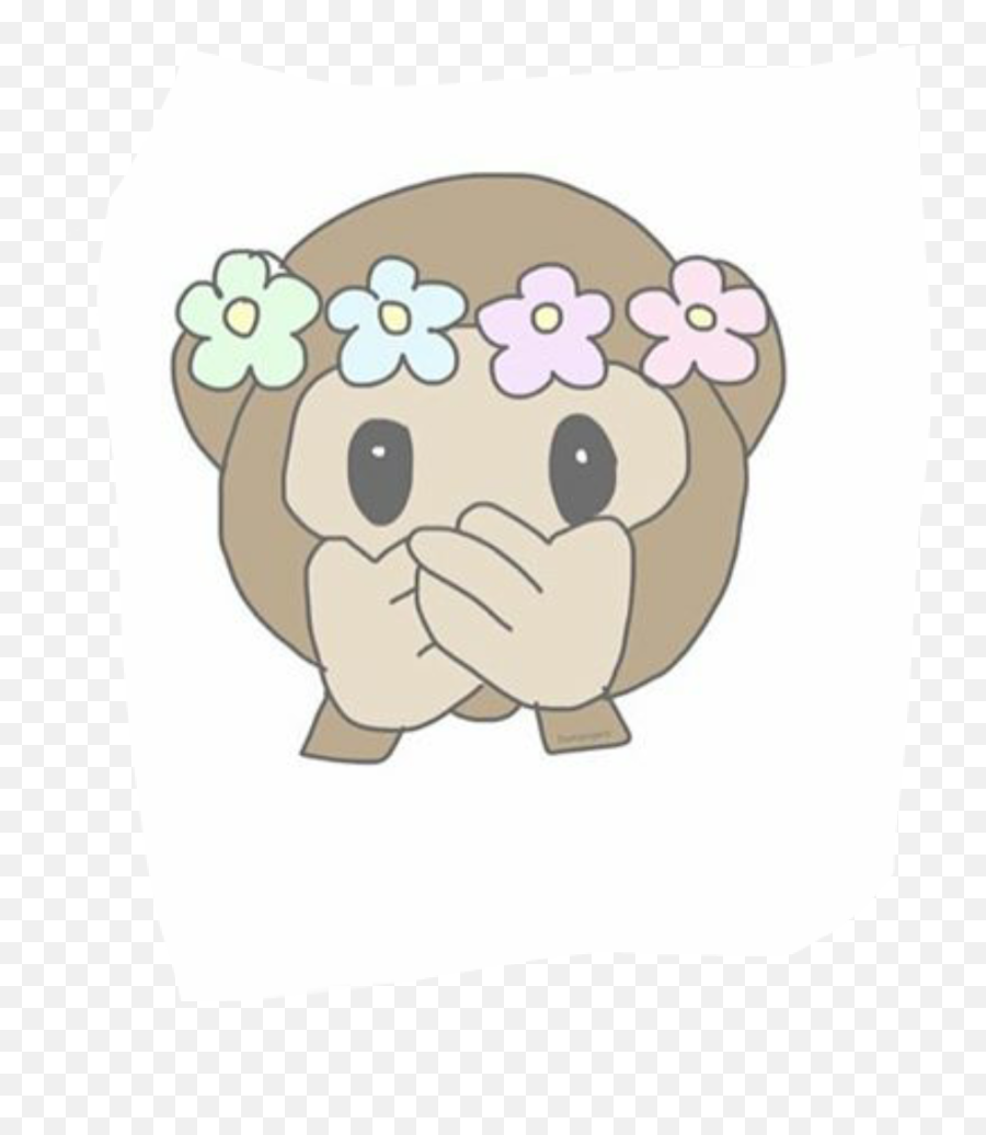 Monkey Emoji With Flower Crown Png - Monkey Emoji Png Drawing,Emoji With Flower