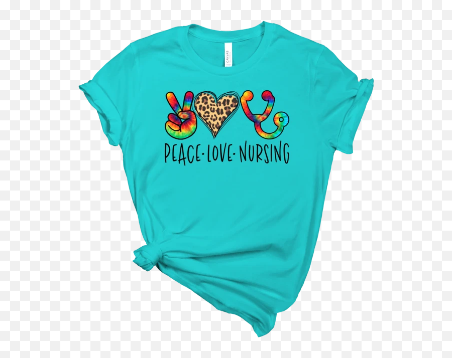 Peace Love Nursing - Turquoise Tee Balloon Emoji,Nurse Emoji Copy And Paste