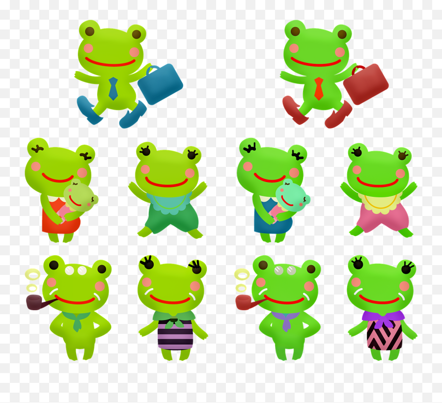Kawaii Frog Man Frog Woman Frog Business Frog Public Domain - Frosch Kawaii Emoji,Toad Emoji