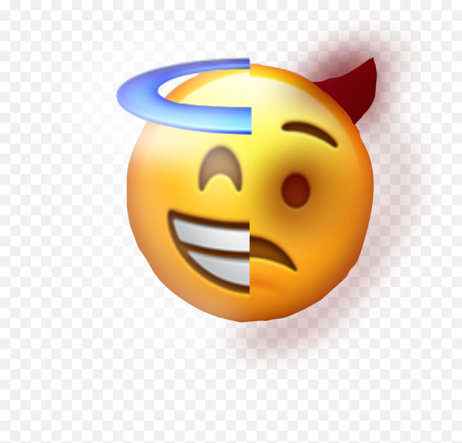 Interesting Art Sticker - Happy Emoji,Angel Devil Emoji