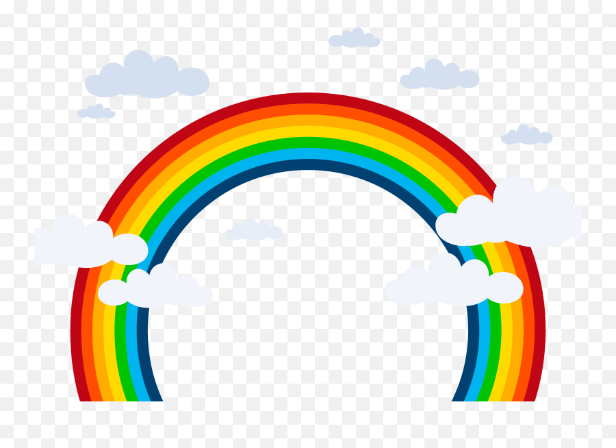 Big Rainbow Png With Many Clouds - Rainbow Png Clipart Emoji,Rainbow Emoji Png