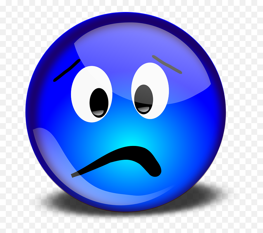 Smiley Worried Unhappy - Blue Sad Face Emoji,Crying Emoji