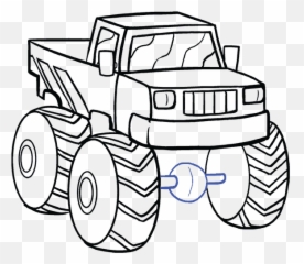Monster Truck In A Few Easy Steps - Clipart Cartoon Monster Truck Black And White Emoji,Monster Truck Emoji